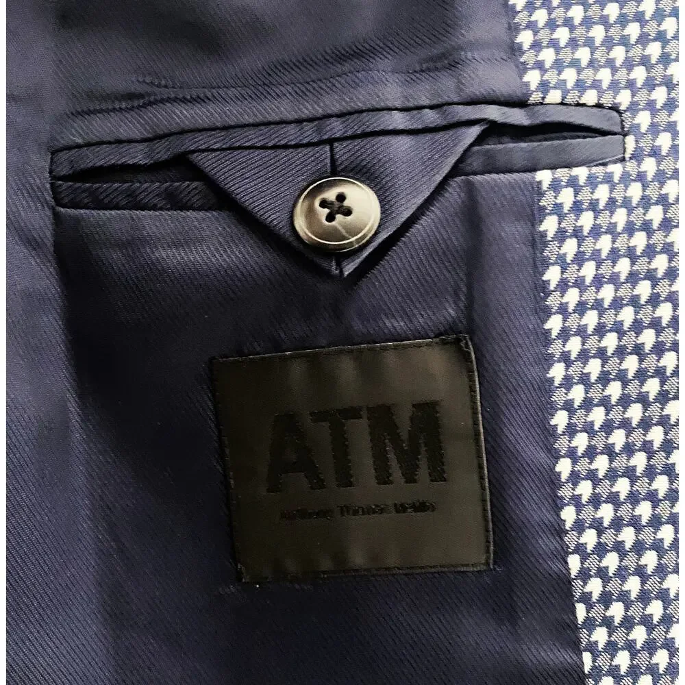ATM Anthony Thomas Melillo Women's School Boy Jacket Navy White 3/4 Sleeves 0 XS
